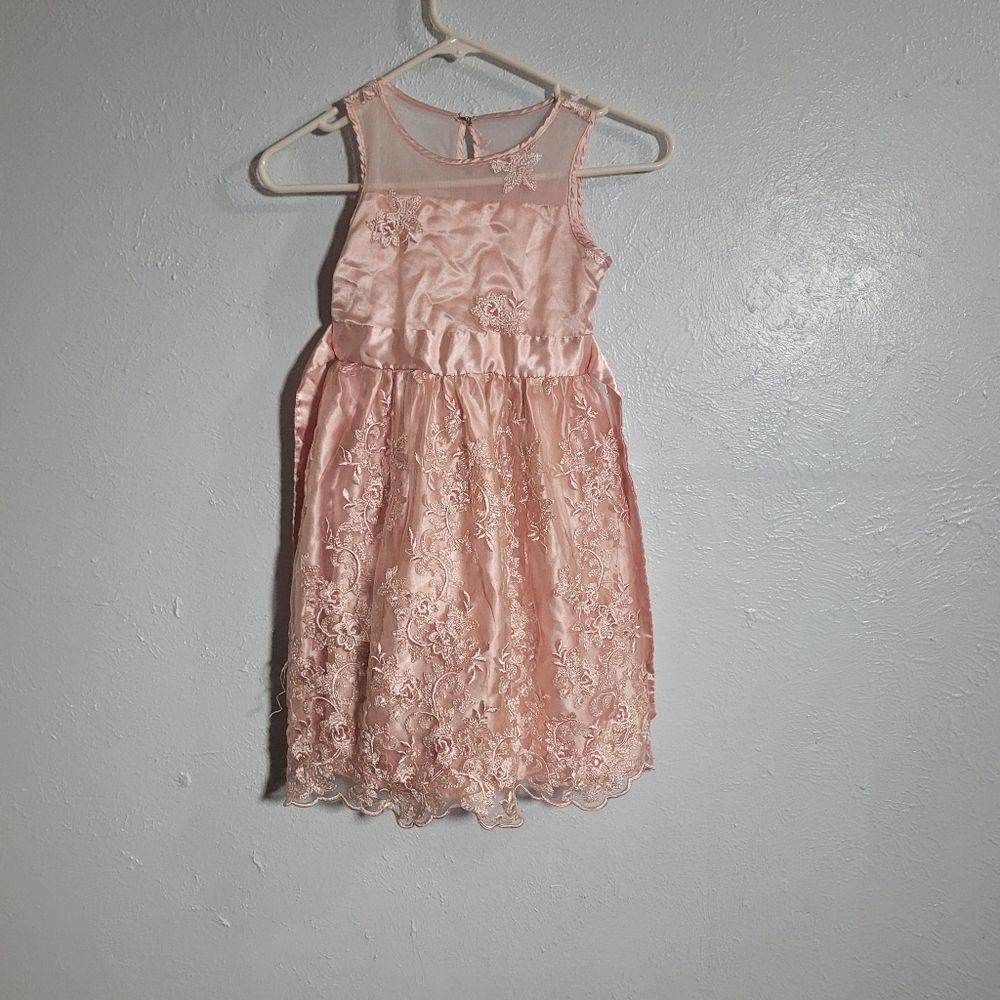 CRB Girl's Dress - Size 6 - Pinkish Peach Floral Lace